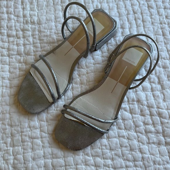 Silver Dolce Vita Flat Sandals - Picture 1 of 4
